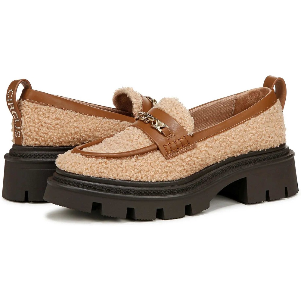 Circus NY Loafers Womens 9‎ Beige Excellent Sherpa Lug Sole Chain Platform